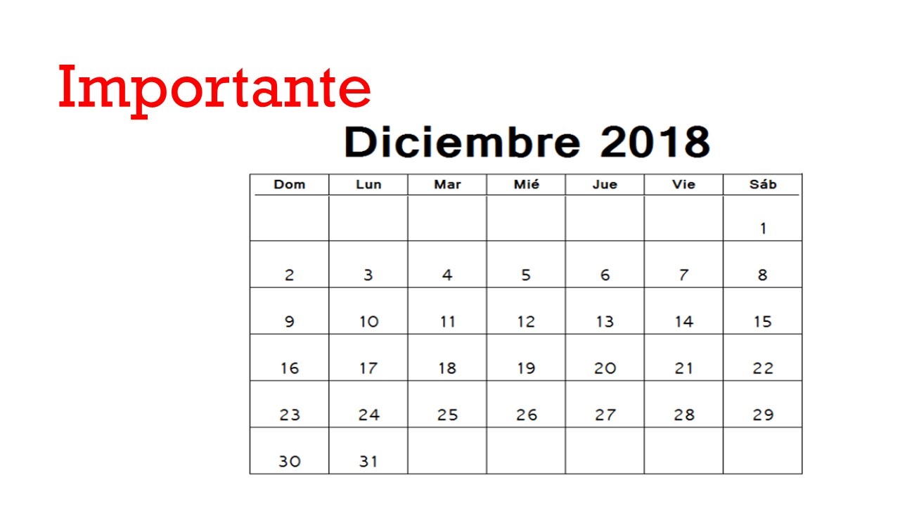 Importante fechas diciembre